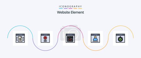 Illustration for Website Element Line Filled Flat 5 Icon Pack Including profile. login. browser. interface. movie - Royalty Free Image