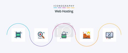 Illustration for Web Hosting Flat 5 Icon Pack Including support. repair. http. protection. database - Royalty Free Image