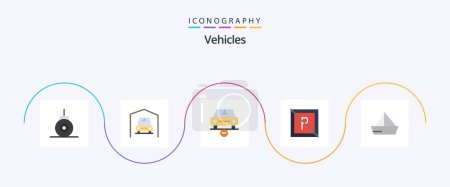 Illustration for Vehicles Flat 5 Icon Pack Including ship. boat. less. not. park - Royalty Free Image