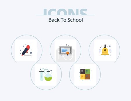 Illustration for Back To School Flat Icon Pack 5 Icon Design. back to school. school. back to school. education. marker - Royalty Free Image