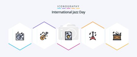 Ilustración de International Jazz Day 25 FilledLine icon pack including music. drum. instrument. music. guitar - Imagen libre de derechos