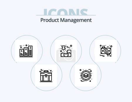 Téléchargez les illustrations : Product Management Line Icon Pack 5 Icon Design. down. cycle. strategy. circulation. case - en licence libre de droit