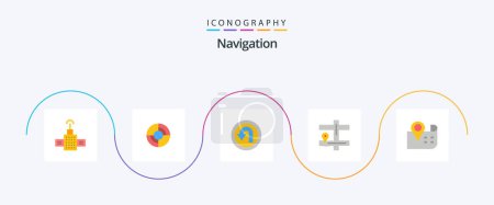 Téléchargez les illustrations : Navigation Flat 5 Icon Pack Including . navigation. back. map. navigation - en licence libre de droit
