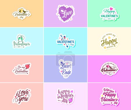 Illustration for Valentine's Day Sticker: A Time for Love and Beautiful Visuals - Royalty Free Image