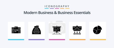 Téléchargez les illustrations : Modern Business And Business Essentials Glyph 5 Icon Pack Including marketing. business. accounting. chart. inbox. Creative Icons Design - en licence libre de droit