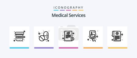 Ilustración de Medical Services Line 5 Icon Pack Including operator. headphone. health. medical. bandage. Creative Icons Design - Imagen libre de derechos
