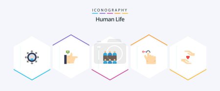 Illustration for Human 25 Flat icon pack including . . table. love. care - Royalty Free Image