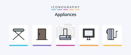 Illustration for Appliances Line Filled 5 Icon Pack Including house. appliances. furniture. heater. electric. Creative Icons Design - Royalty Free Image