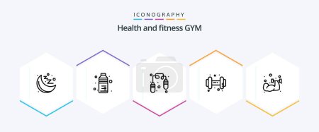 Illustration for Gym 25 Line icon pack including weightlifting. exercise. exercise. dumbbell. dum - Royalty Free Image