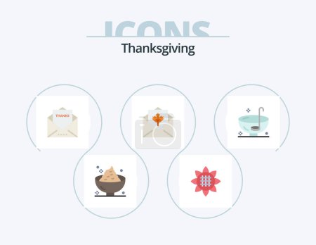 Téléchargez les illustrations : Thanksgiving Flat Icon Pack 5 Icon Design. mail. greeting. thanksgiving. card. thanks - en licence libre de droit