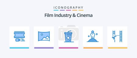 Illustration for Cenima Blue 5 Icon Pack Including cutting. cinema. beverage. oscar. film. Creative Icons Design - Royalty Free Image