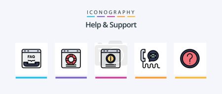 Téléchargez les illustrations : Help And Support Line Filled 5 Icon Pack Including interface. customer. sign. support. lifeguard. Creative Icons Design - en licence libre de droit