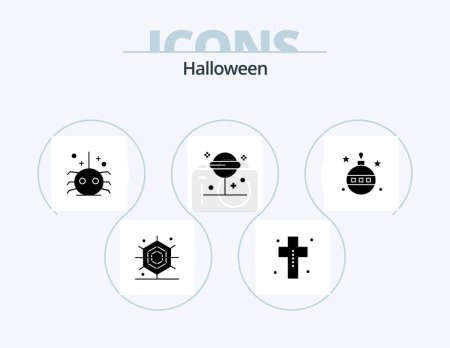 Ilustración de Halloween Glyph Icon Pack 5 Icon Design. easter. sweet icon. bug. lollipop. confect - Imagen libre de derechos