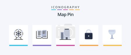 Illustration for Map Pin Flat 5 Icon Pack Including . house. beer. glass. Creative Icons Design - Royalty Free Image
