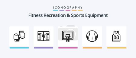 Téléchargez les illustrations : Fitness Recreation And Sports Equipment Line 5 Icon Pack Including ball. nba . protective. basketball. sport. Creative Icons Design - en licence libre de droit