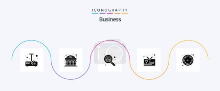 Téléchargez les illustrations : Business Glyph 5 Icon Pack Including business. id card. analysis. id. business - en licence libre de droit