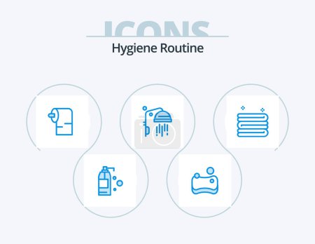 Ilustración de Hygiene Routine Blue Icon Pack 5 Icon Design. . . tissue. towel. clean - Imagen libre de derechos