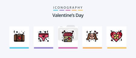 Illustration for Valentines Day Line Filled 5 Icon Pack Including heart. heart. suitcase. donation. romantic. Creative Icons Design - Royalty Free Image