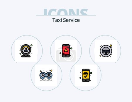 Ilustración de Taxi Service Line Filled Icon Pack 5 Icon Design. smoking. healthcare. map. traffic signal. traffic - Imagen libre de derechos