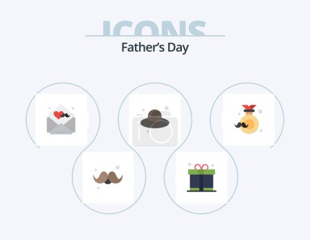 Téléchargez les illustrations : Fathers Day Flat Icon Pack 5 Icon Design. dad. fathers. fathers day. day. wishes - en licence libre de droit