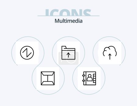 Illustration for Multimedia Line Icon Pack 5 Icon Design. . drawer. - Royalty Free Image