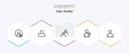 Illustration for User 25 Line icon pack including profile. male. avatar. avatar. time - Royalty Free Image