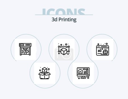 Ilustración de 3d Printing Line Icon Pack 5 Icon Design. model. 3d. printer. scanner. factory - Imagen libre de derechos