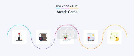 Illustration for Arcade Flat 5 Icon Pack Including game. pacman. play. joystick. play - Royalty Free Image