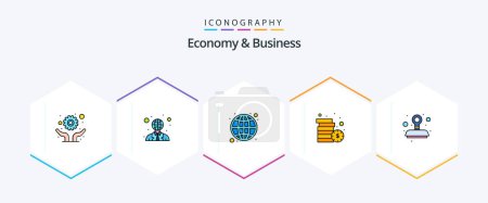 Illustration for Economy And Business 25 FilledLine icon pack including approved. banking. money. cash - Royalty Free Image