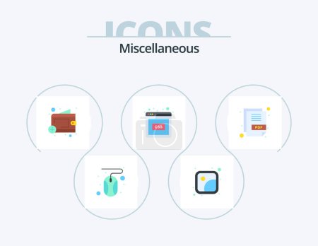 Ilustración de Miscellaneous Flat Icon Pack 5 Icon Design. pdf. coding. add. web. code - Imagen libre de derechos