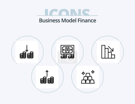 Téléchargez les illustrations : Finance Line Icon Pack 5 Icon Design. . . money. strategy. management - en licence libre de droit
