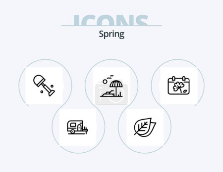 Illustration for Spring Line Icon Pack 5 Icon Design. spring. floral. easter. flower. camp - Royalty Free Image