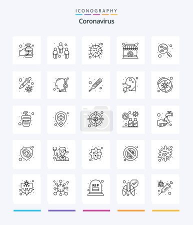 Illustration for Creative Coronavirus 25 OutLine icon pack  Such As lab. banned. influenza. sign. closed - Royalty Free Image