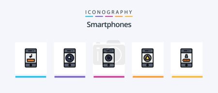 Illustration for Smartphones Line Filled 5 Icon Pack Including electronics. technology. alarm. smartphone. camera. Creative Icons Design - Royalty Free Image