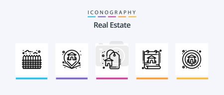 Ilustración de Real Estate Line 5 Icon Pack Including estate. fence. house. construction. apartment. Creative Icons Design - Imagen libre de derechos