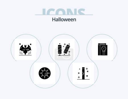 Ilustración de Halloween Glyph Icon Pack 5 Icon Design. sugar. christmas. holidays. candy. halloween - Imagen libre de derechos