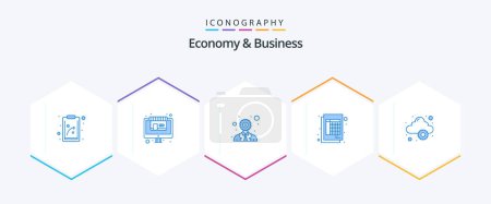 Illustration for Economy And Business 25 Blue icon pack including development. paper. criteria. invoice. document - Royalty Free Image