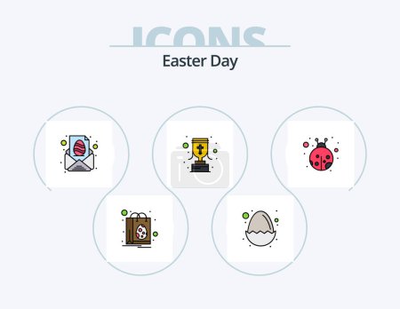 Illustration for Easter Line Filled Icon Pack 5 Icon Design. easter. egg. egg. easter. bowl - Royalty Free Image