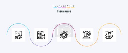 Illustration for Insurance Line 5 Icon Pack Including safe. security. life. insurance. funeral - Royalty Free Image