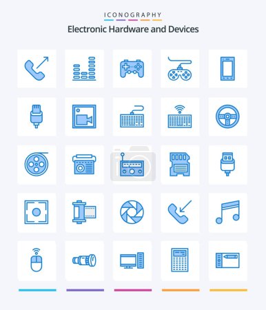 Illustration for Creative Devices 25 Blue icon pack  Such As charge. tablet. controller. phone. devices - Royalty Free Image