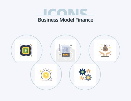Ilustración de Finance Flat Icon Pack 5 Icon Design. statements. financial. revenue. accounting. power - Imagen libre de derechos