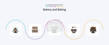 Illustration for Baking Flat 5 Icon Pack Including food. bowl. ingredients. cook - Royalty Free Image