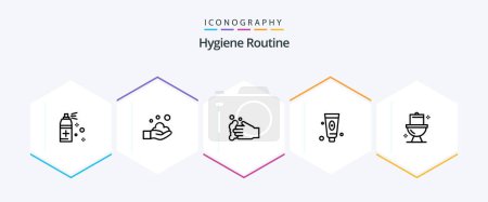 Téléchargez les illustrations : Hygiene Routine 25 Line icon pack including . . cosmetic. washroom. cleaning - en licence libre de droit
