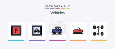 Téléchargez les illustrations : Vehicles Line Filled 5 Icon Pack Including . car. kayak. vehicles. Creative Icons Design - en licence libre de droit