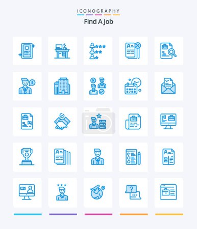 Téléchargez les illustrations : Creative Find A Job 25 Blue icon pack  Such As document. resume. job. job. career - en licence libre de droit