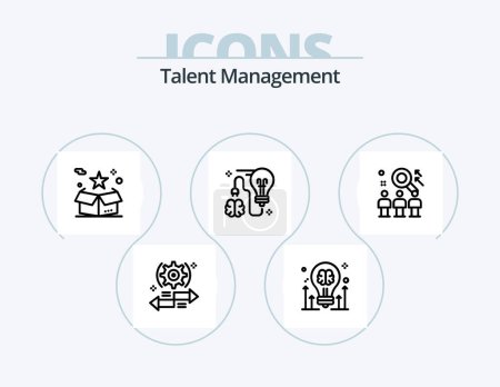 Illustration for Talent Management Line Icon Pack 5 Icon Design. setting. cog. idea. star. tumbs - Royalty Free Image