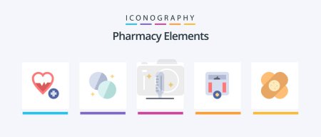 Illustration for Pharmacy Elements Flat 5 Icon Pack Including hospital. weight. cold. medical. body. Creative Icons Design - Royalty Free Image