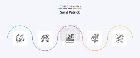 Ilustración de Saint Patrick Line 5 Icon Pack Including boot. irish. cake. ireland. patrick - Imagen libre de derechos