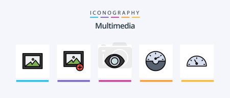 Ilustración de Multimedia Line Filled 5 Icon Pack Including . photo. gauge. Creative Icons Design - Imagen libre de derechos