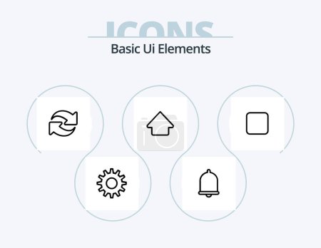 Téléchargez les illustrations : Basic Ui Elements Line Icon Pack 5 Icon Design. social . media. phone. setting. cog - en licence libre de droit